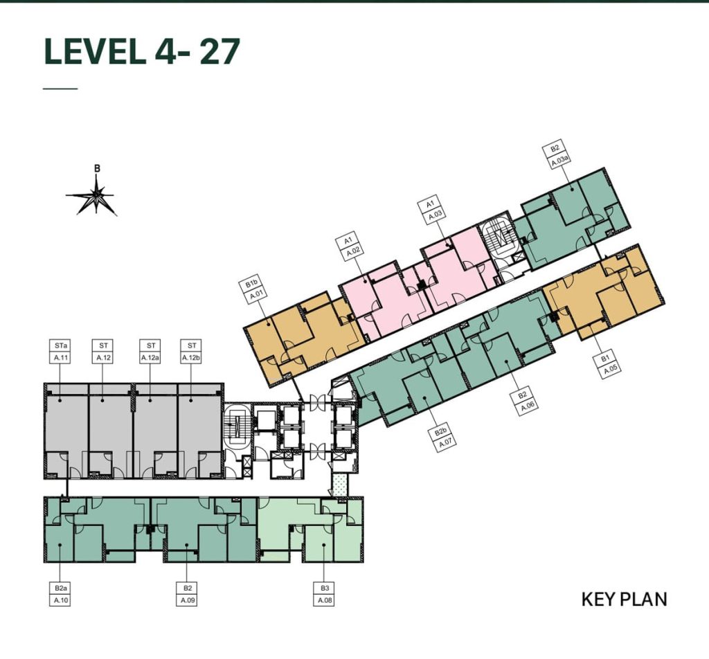 Mặt bằng điển hình tầng 4 đến tầng 27 Tháp Azalea 